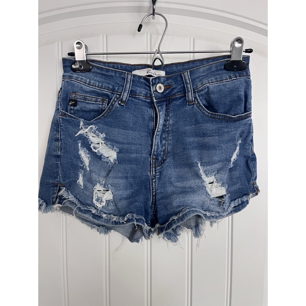 KanCan Mid Rise Frayed Cuff Hem 5/26 Shorts Jean Denim Distressed 509